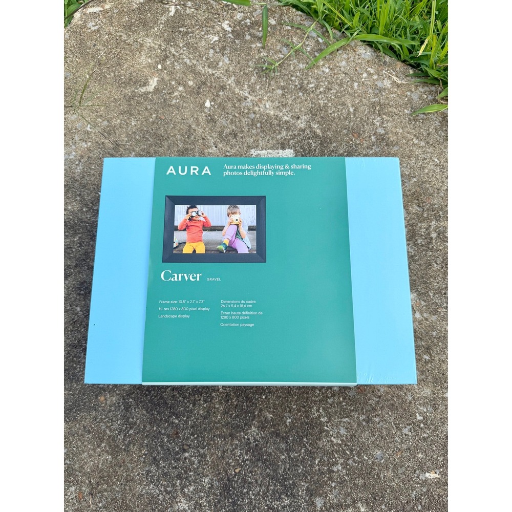 Aura Carver Gravel Digital Photo Frame 10.1 Inch HD Display WiFi AF600-BLK New